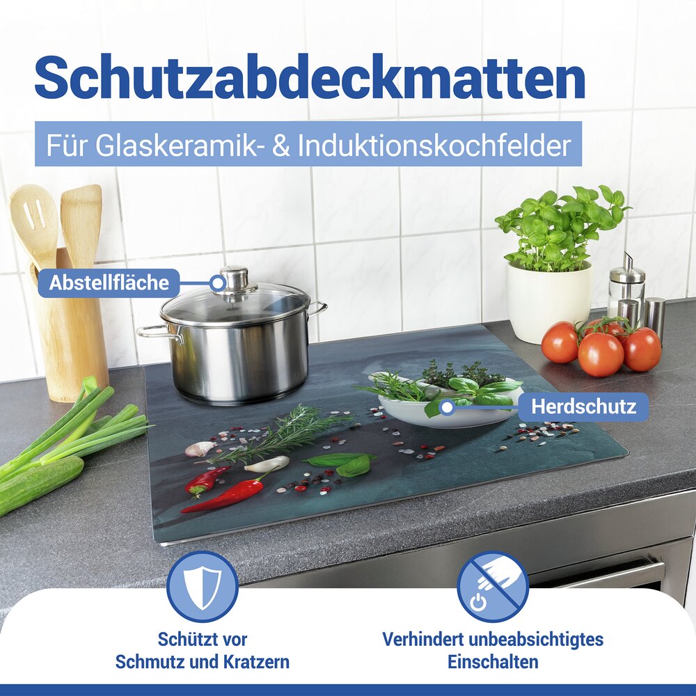 Schutzabdeckmatte Mod. Kräuterküche 60 x 52 cm  hitzebeständige Schutzmatte für Kochfelder