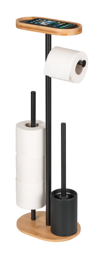 Stand WC-Garnitur Mod. Pomarolo, natur/schwarz, Bambus/Stahl, 25x70,5x17 cm  mit großer Ablagefläche