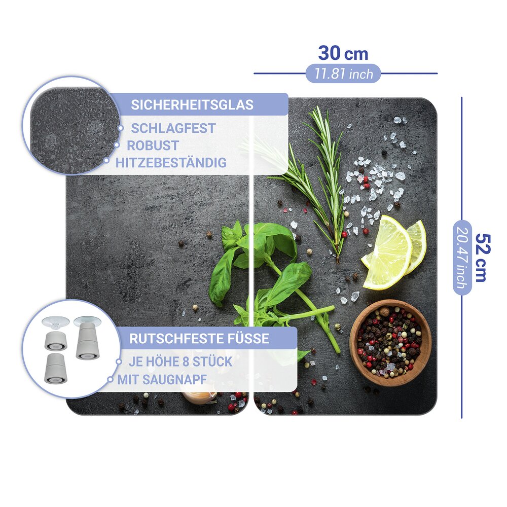 Herdabdeckplatten Universal Mod. Kräuter, 2er Set  für alle Herdarten geeignet