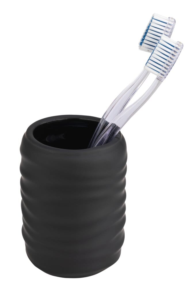 Zahnputzbecher Mod. Illana, schwarz, Keramik, Ø8x10.5 cm mit Soft-Touch Beschichtung