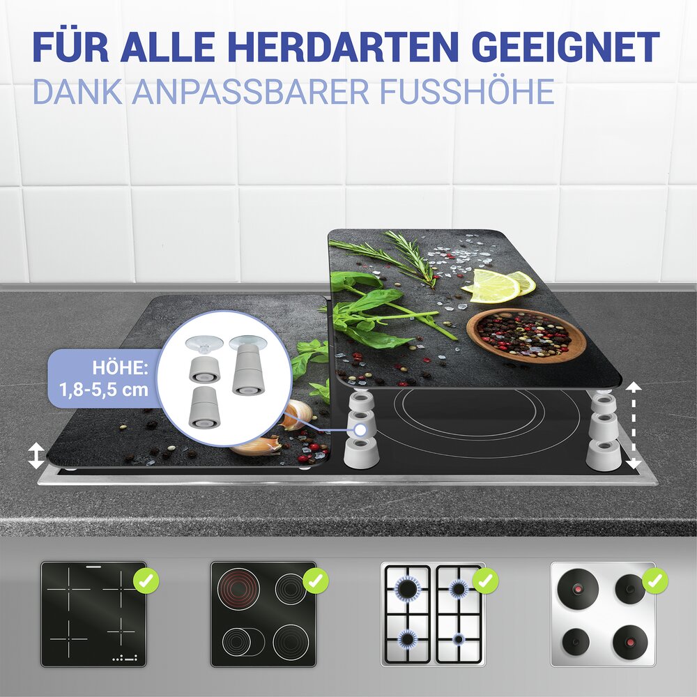 Herdabdeckplatten Universal Mod. Kräuter, 2er Set  für alle Herdarten geeignet
