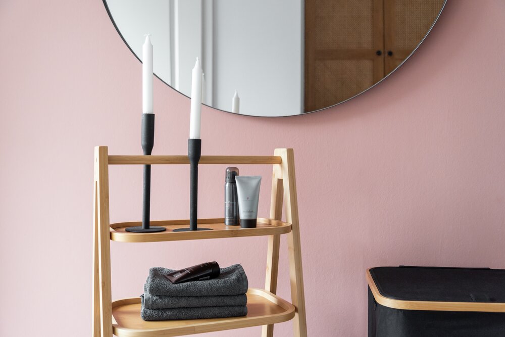Étagère avec panier Ecori  bambou certifié FSC®, polyester recyclé
