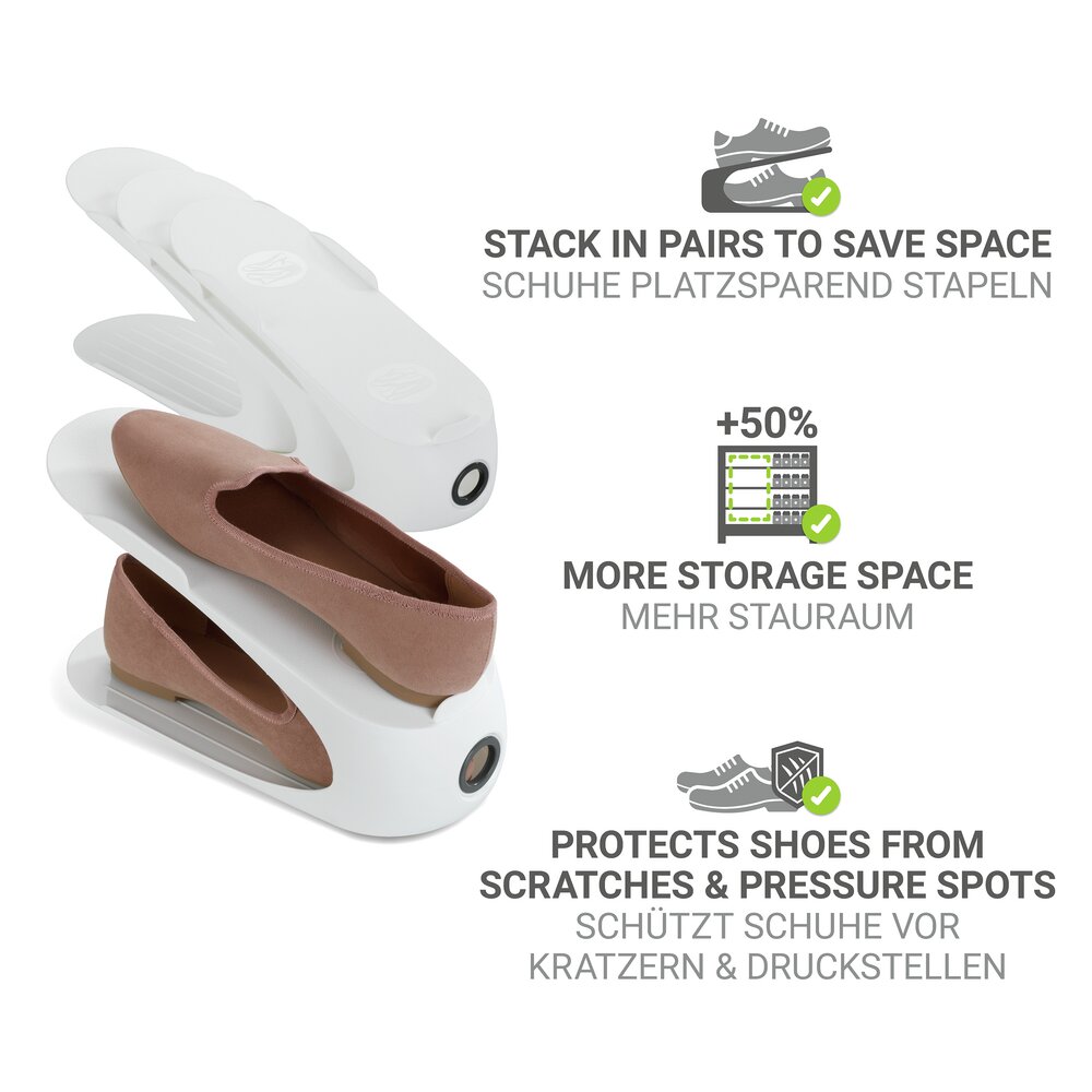 Schuhhalter Weiß 8er Set  platzsparend übereinander stapelbar