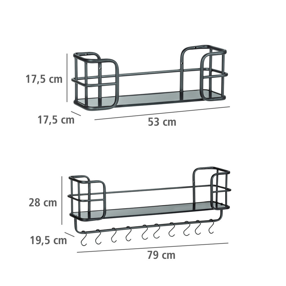 2er-Set Wandregal Industrial Design aus MDF und Metall  2er Set Wohnregal