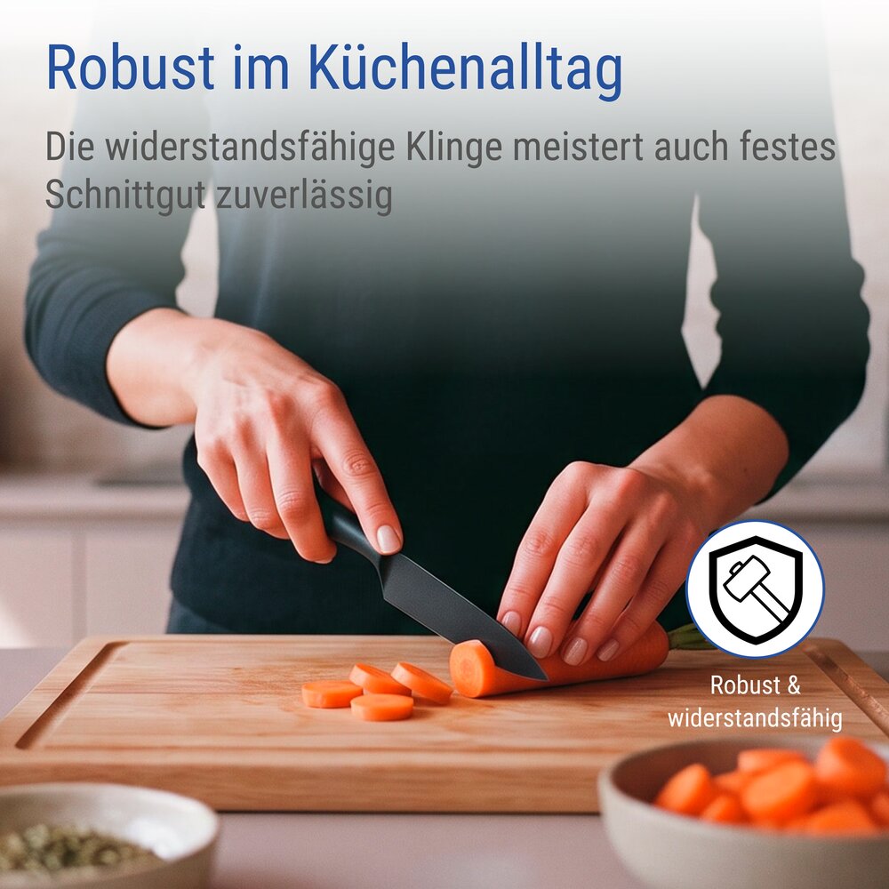 Gemüsemesser Mod. Ace, Schwarz  Küchenmesser aus rostfreiem Edelstahl