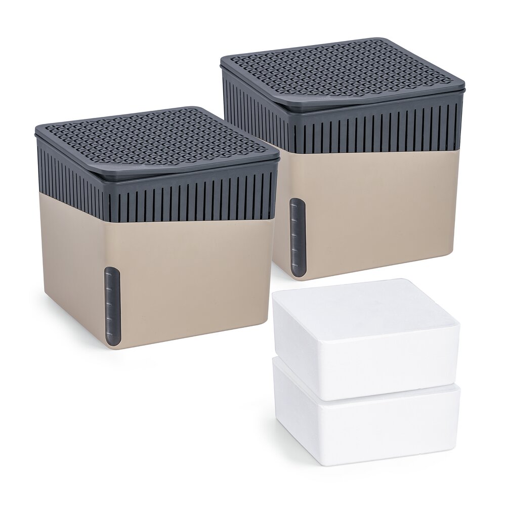 Raumentfeuchter Mod. Cube Beige 500 g, 2er Set  beugt Schimmel und Gerüchen vor