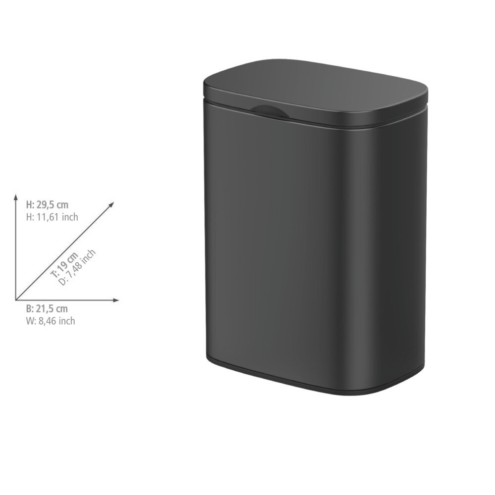 Wand-Kosmetikeimer Mod. Sare Schwarz 5 L  Easy Close Absenkautomatik