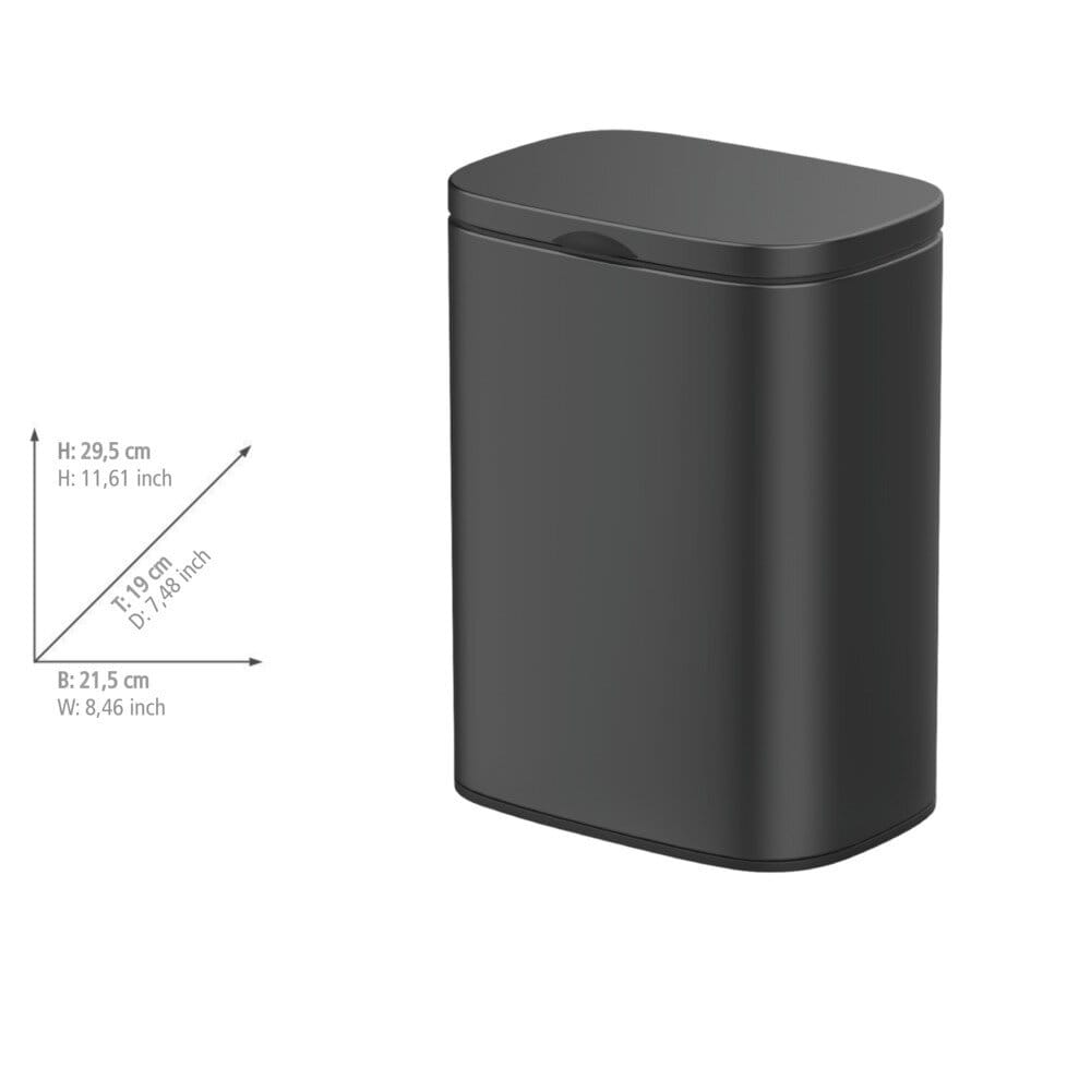 Wand-Kosmetikeimer Mod. Sare Schwarz 5 L Easy Close Absenkautomatik