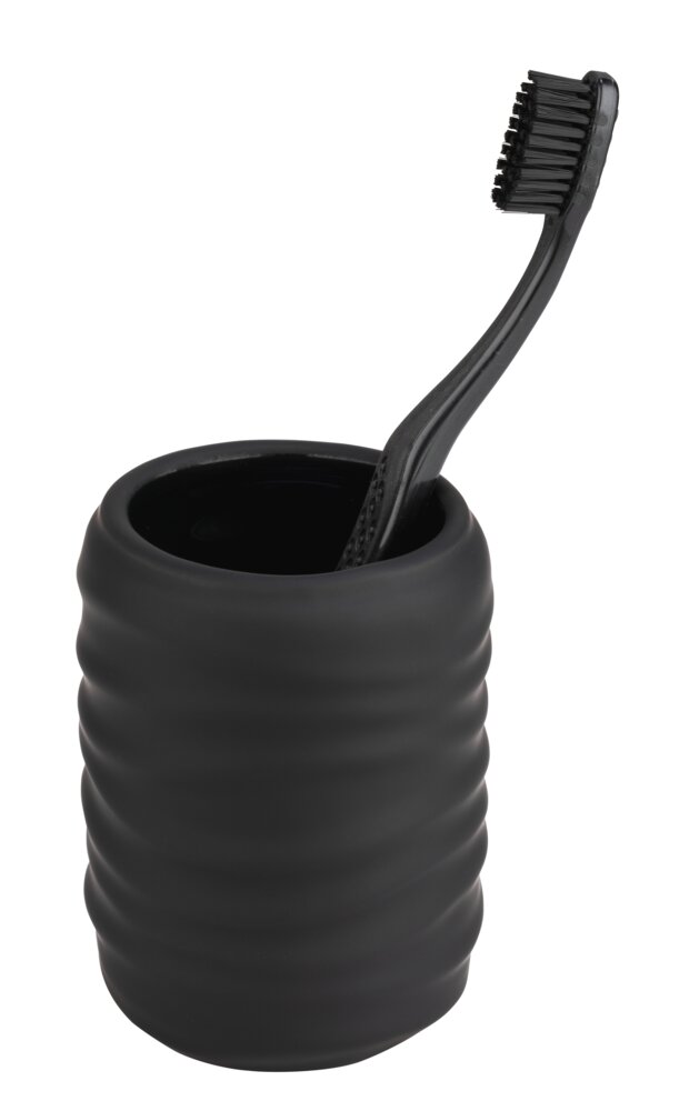 Zahnputzbecher Mod. Illana, schwarz, Keramik, Ø8x10.5 cm  mit Soft-Touch Beschichtung