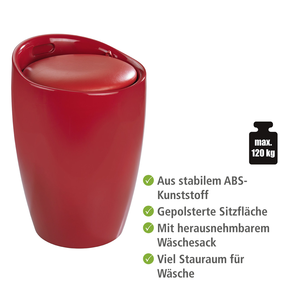 Hocker Mod. Candy Red  Badhocker, mit abnehmbarem Wäschesack