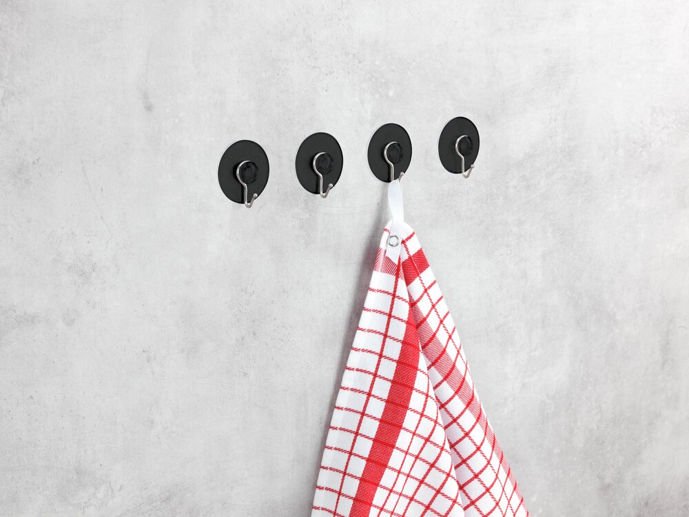 Crochet ventouse Nickel noir, lot de 4  Crochet mural, crochet