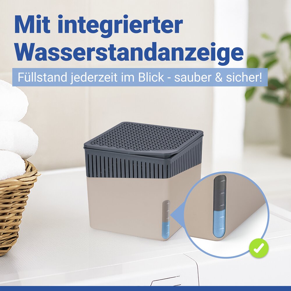 Raumentfeuchter Mod. Cube Beige 500 g mit Nachfüller  beugt Schimmel und Gerüchen vor
