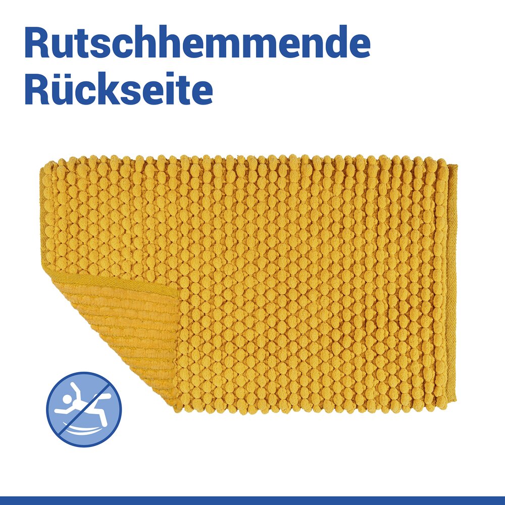 Badteppich Mod. Solivo Senfgelb, 50 x 80 cm  rutschfest und waschbar bis 30 °C