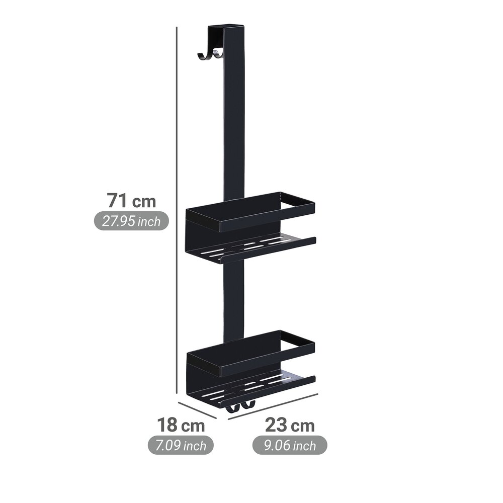 Chariot de douche Mod. Bribano Duo, noir, acier inoxydable, 23x71x18 cm  protège contre les rayures