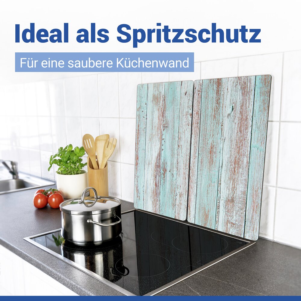 Couvre-plaques de cuisson Mod. Blue Wood, lot de 2  pour vitrocéramique et induction