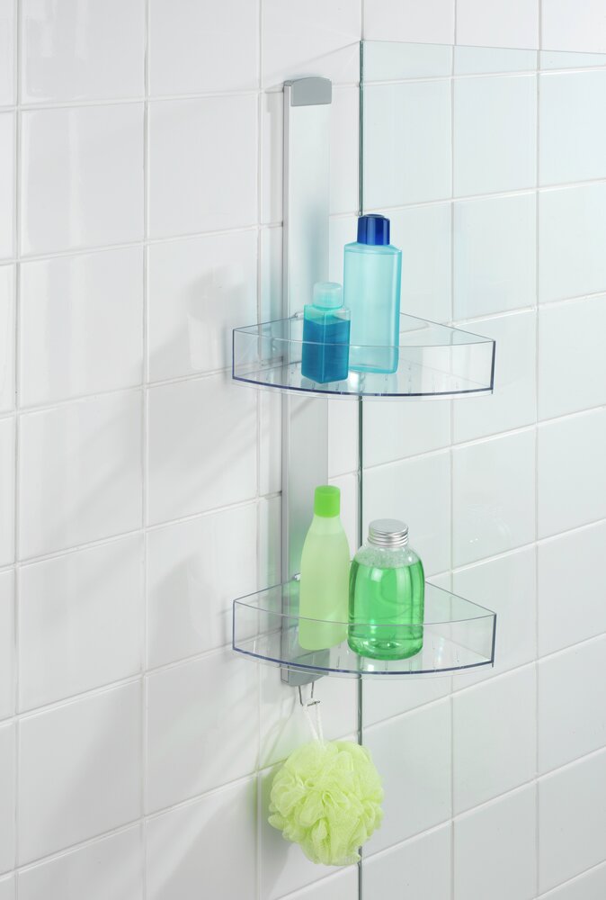 Valet de douche d'angle Premium  avec 2 étagères et crochets