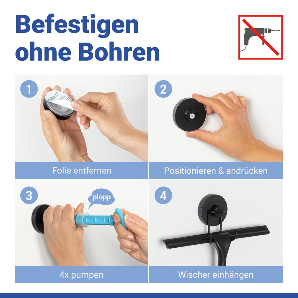 Vacuum-Loc® douchewisser Zwart
