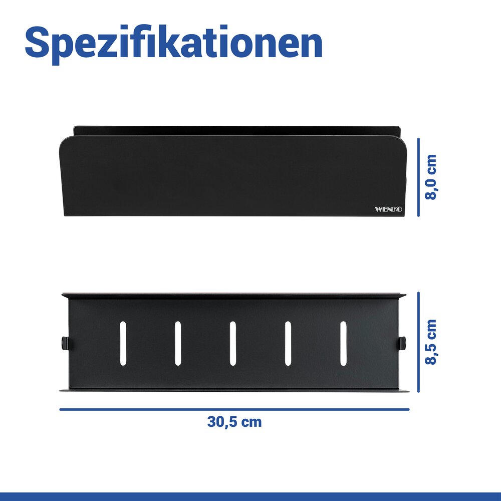 Turbo-Loc® Wandablage Mod. Lizan Schwarz  Befestigen ohne Bohren