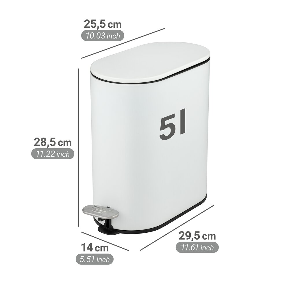 Pedaalemmer Mod. Collungo, wit, staal/kunststof, 5L, Easy-Close