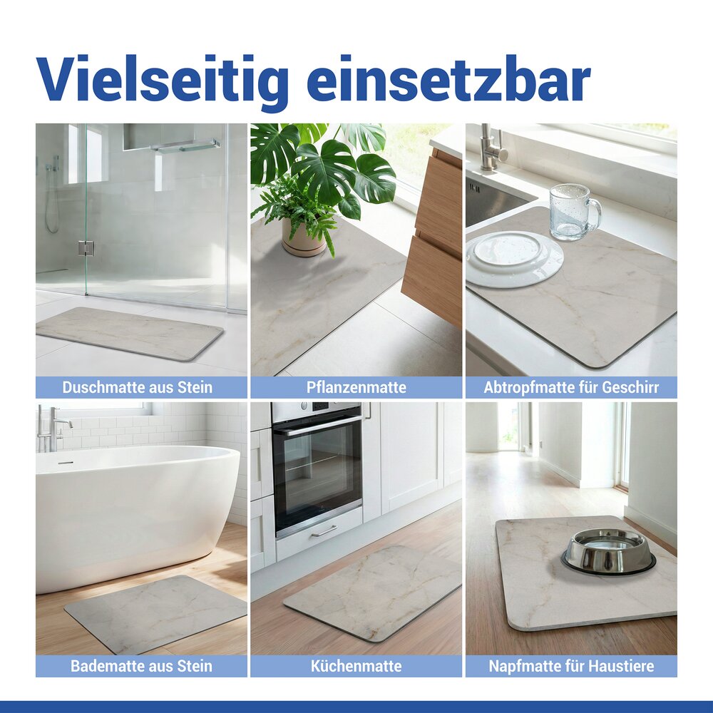 Diatomiet badmat Mod. Itamos, 60 x 39 cm