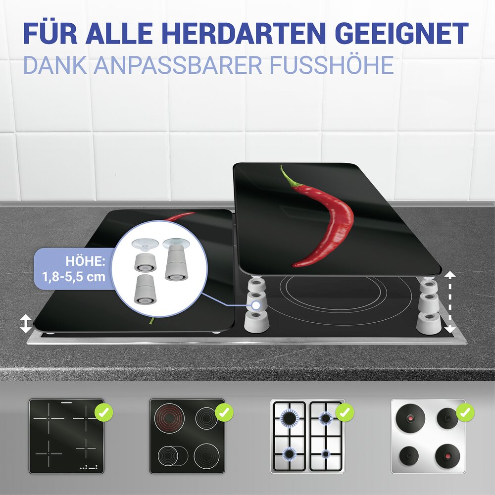 Herdabdeckplatte Universal Mod. Hot Peperoni, 2er Set  für alle Herdarten geeignet