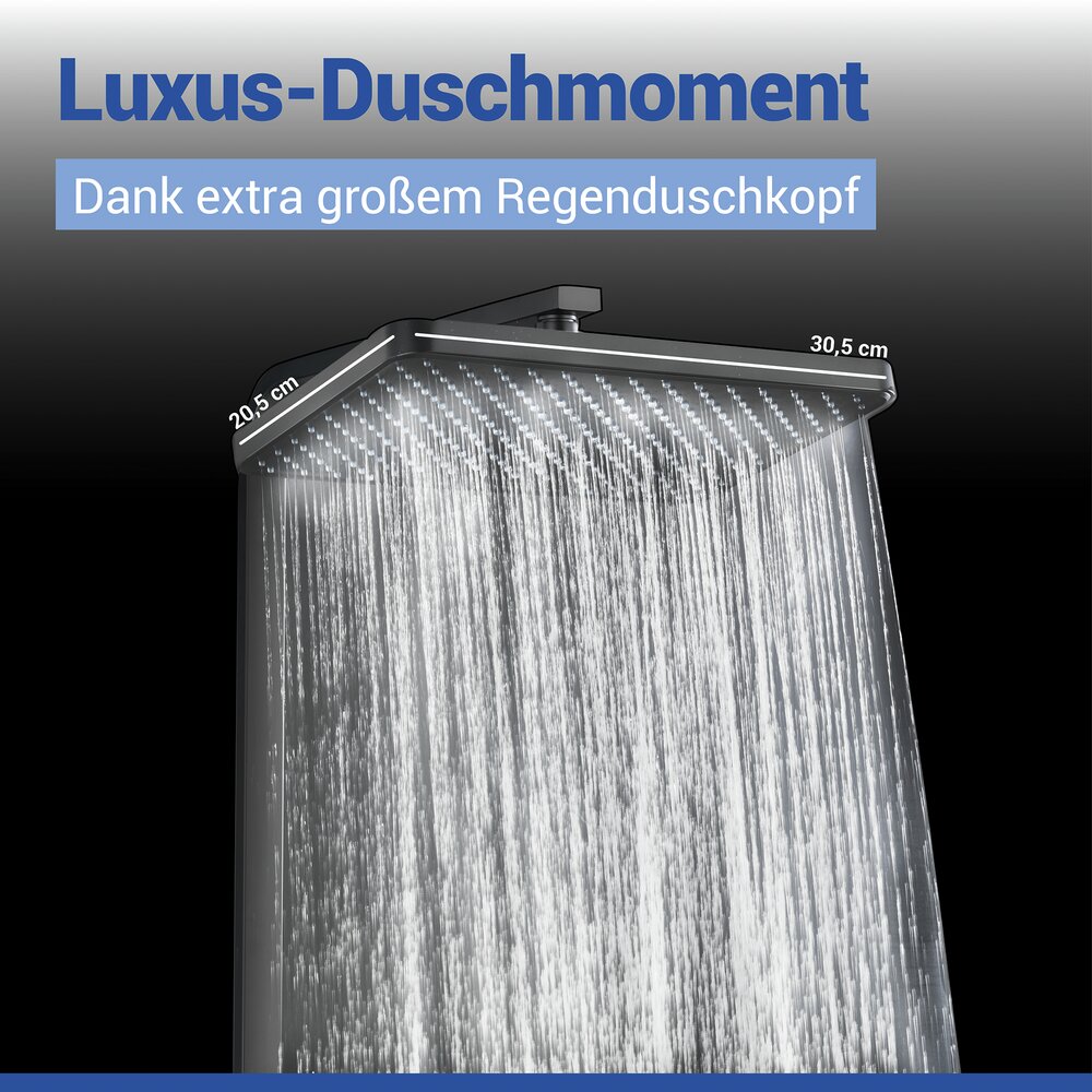 Premium douchesysteem met kraan Mod. Cuadro Zwart