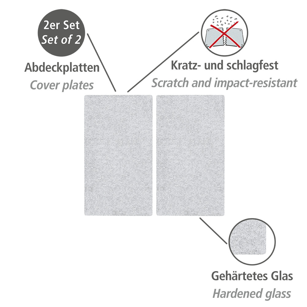 Glasabdeckplatte Transparent, 2er Set  für Glaskeramik-Kochfelder