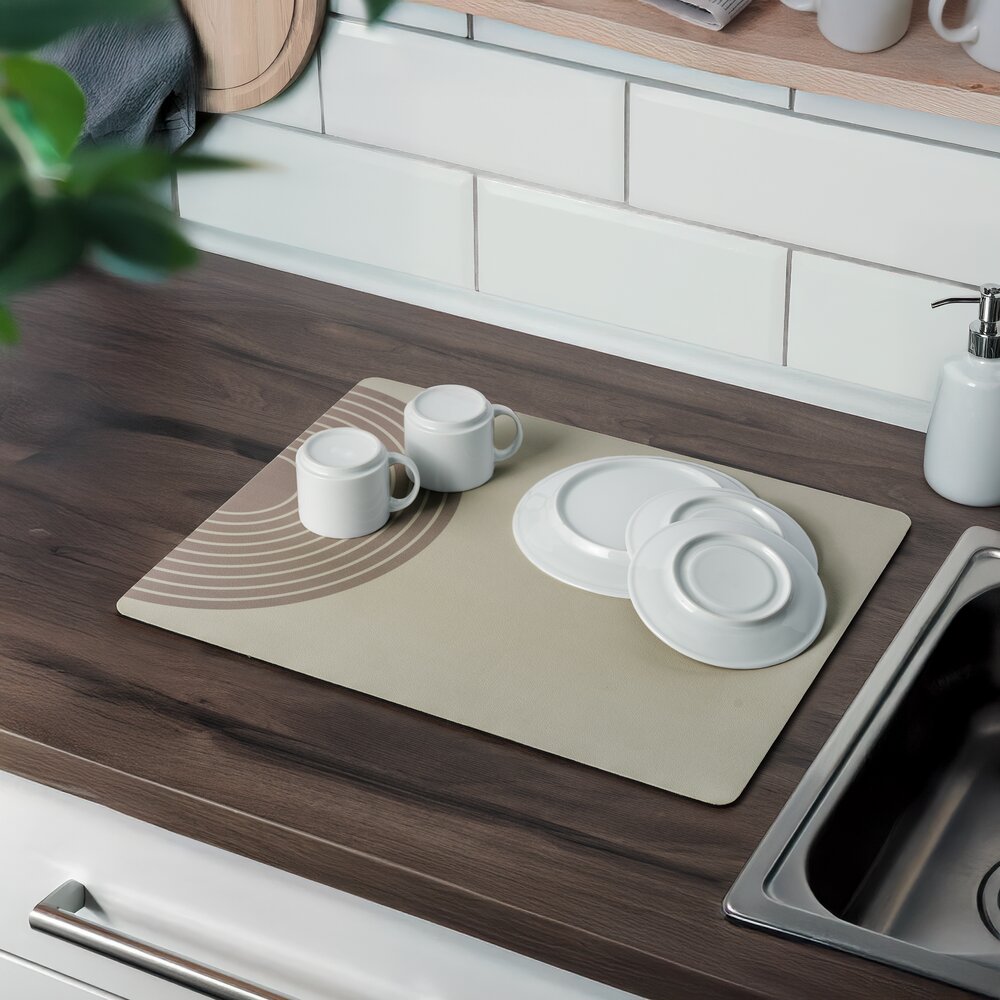 Abtropfmatte Mod. Dima, beige, Gummi, 50x40 cm  wasserabsorbierend und schnelltrocknend