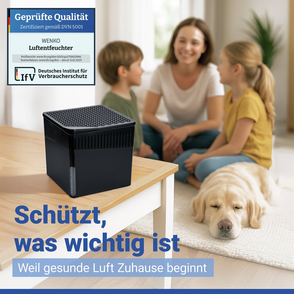 Raumentfeuchter Mod. Cube 500 g Schwarz  beugt Schimmel und Gerüchen vor
