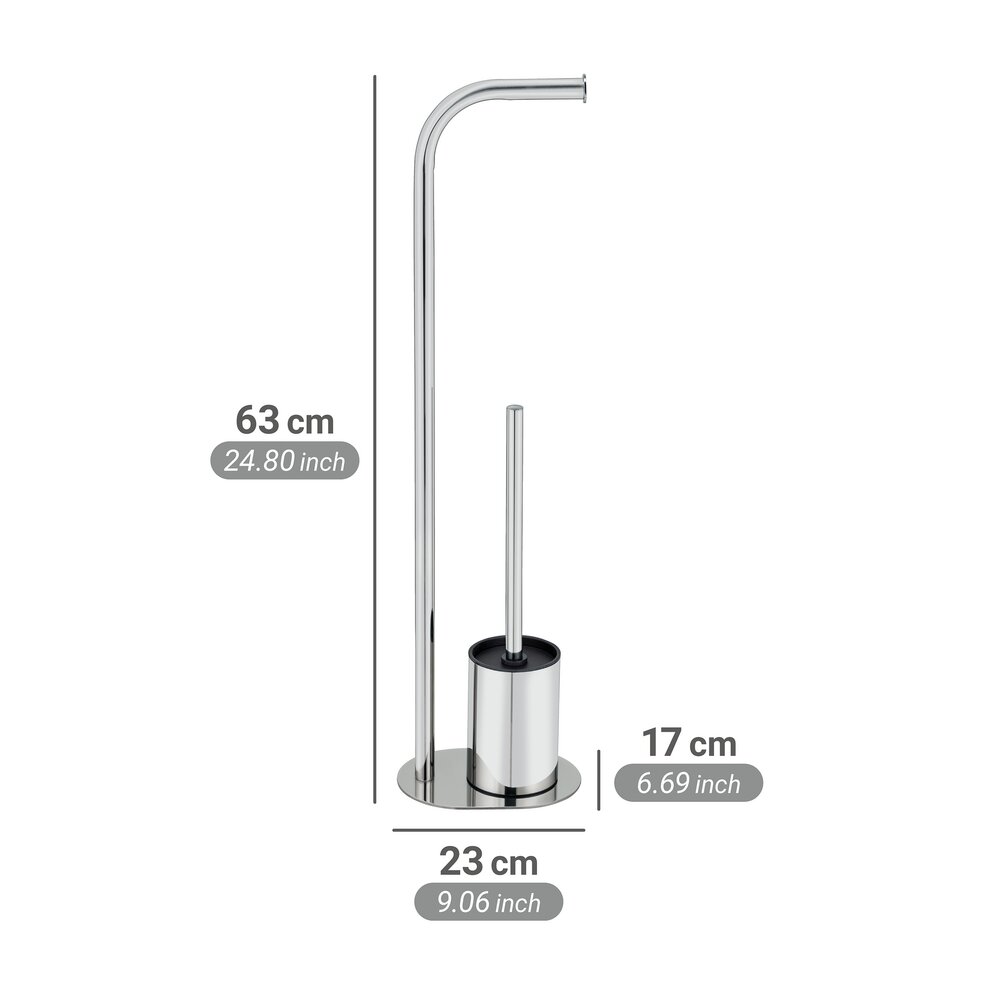 Garniture WC sur pied Mod. Levante, inox, brillant, noir, 23x63x17 cm  autoportante et facile à nettoyer