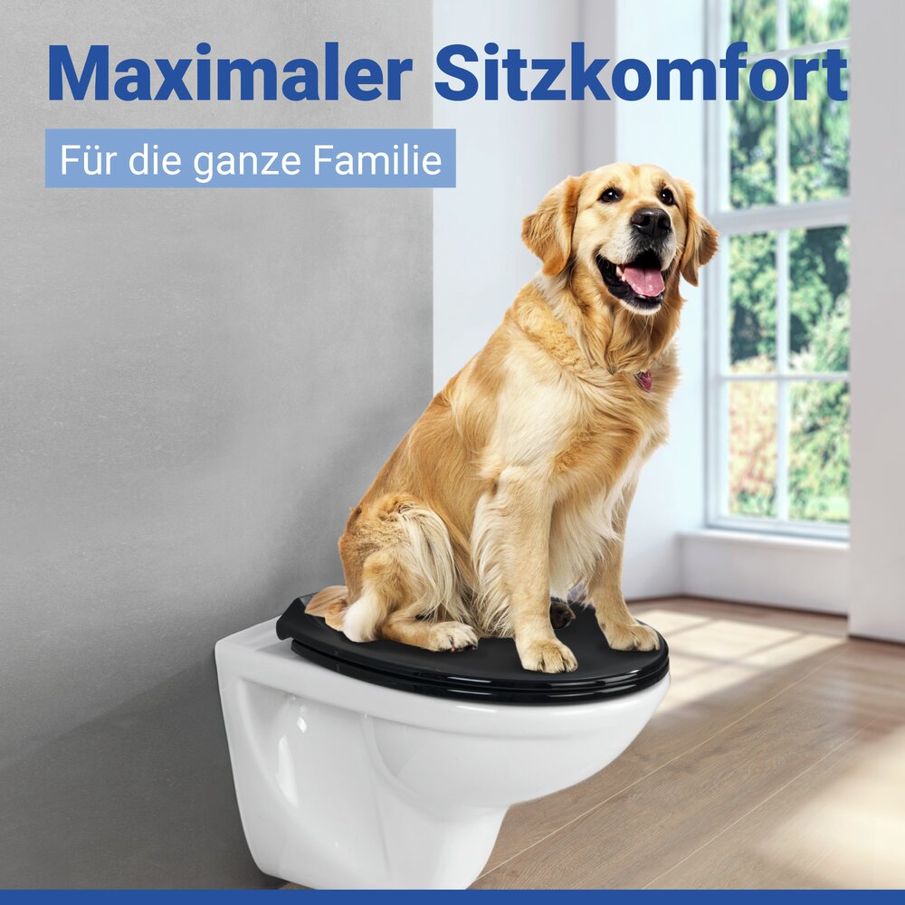 WC Sitz Mod. Kos Schwarz  Toilettendeckel mit Absenkautomatik