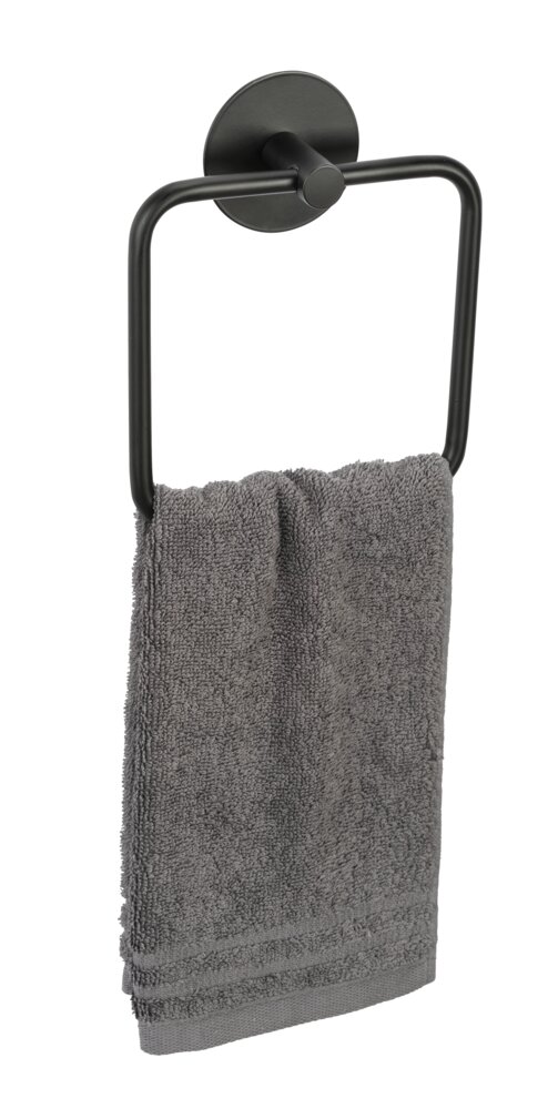 Anneau porte-serviettes Meleto noir  à coller ou à percer
