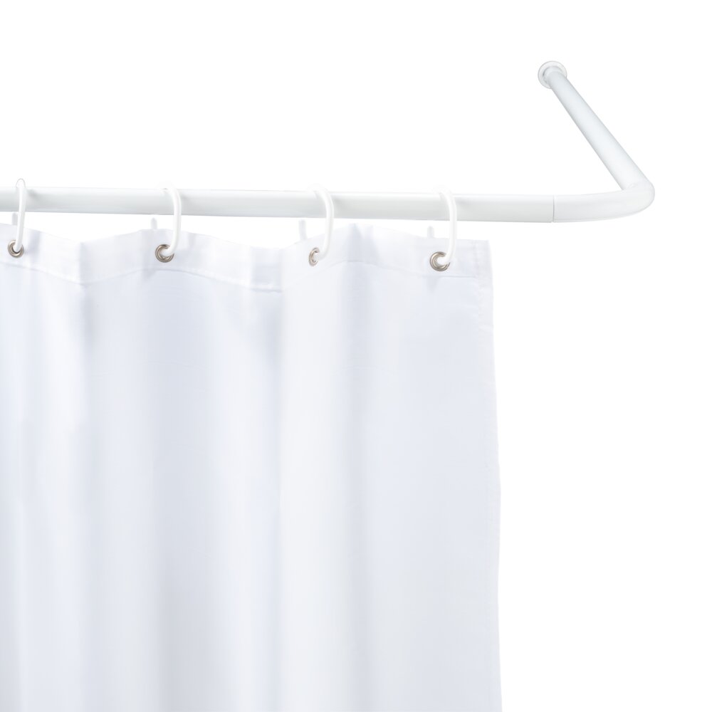 Barre de douche angle, tringle de rideau de douche, universel blanc, aluminium inox, Ø 2 cm  aluminium, Ø 2 cm,adaptable en forme et en longueur