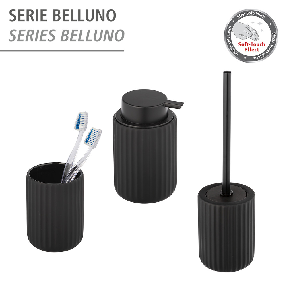 WC-Garnitur Mod. Belluno Schwarz Keramik  mit Soft-Touch Oberfläche