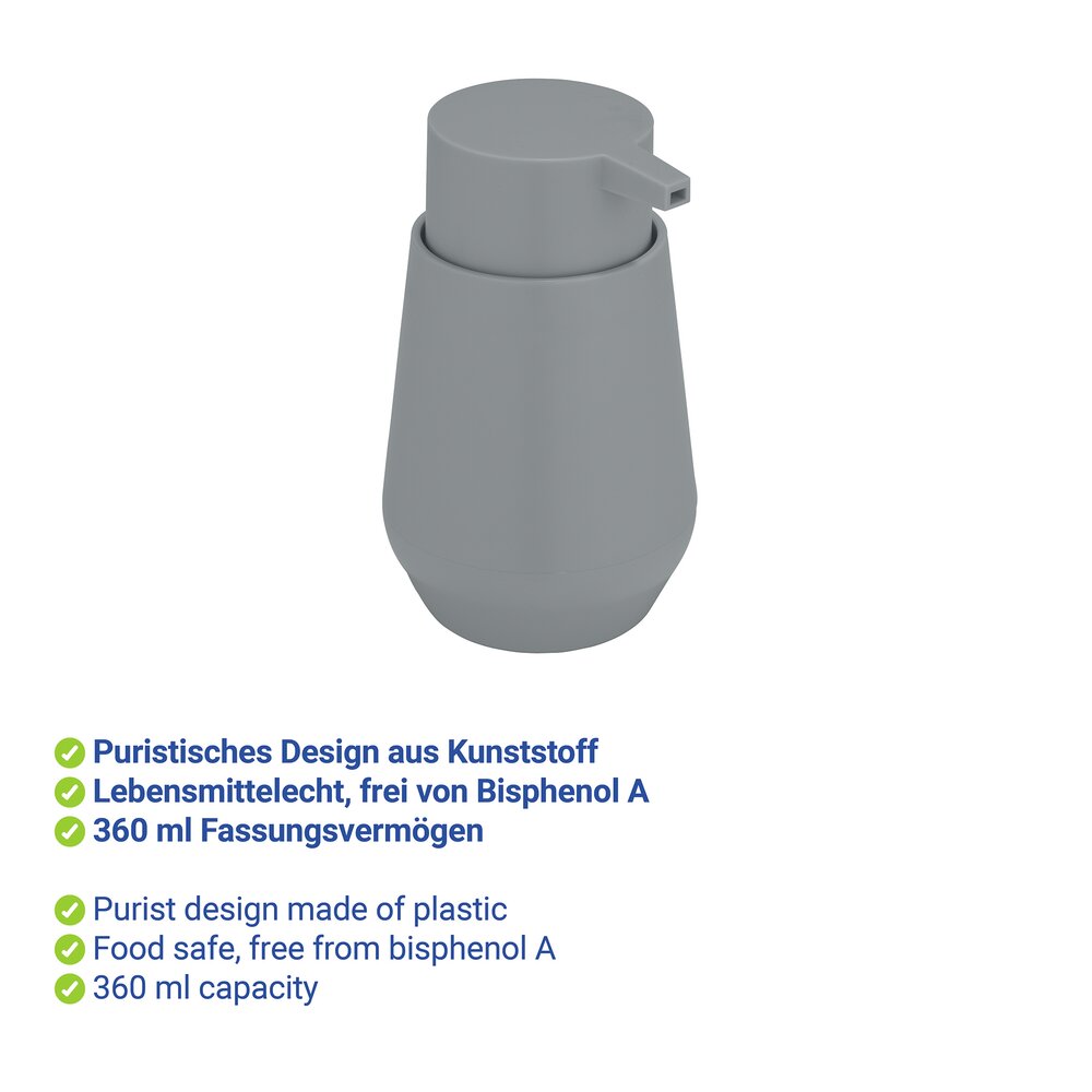 Seifenspender Mod. Vara Anthrazit  Fassungsvermögen: 360 ml