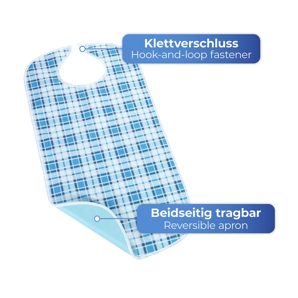 Speiseschürze, blau kariert  waschbar bis 60 °C