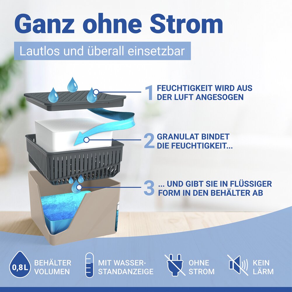 Raumentfeuchter Mod. Cube Beige 500 g  beugt Schimmel und Gerüchen vor