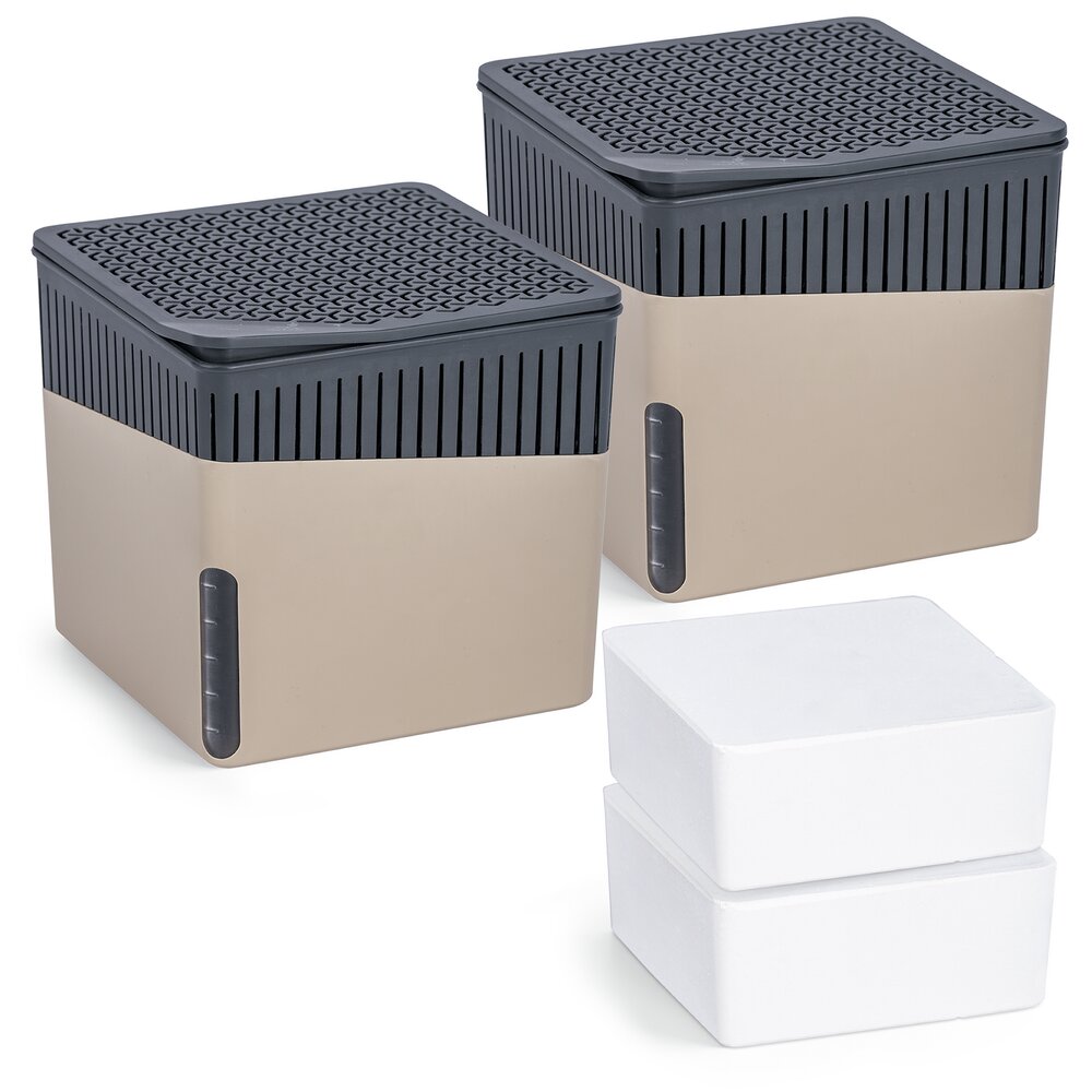 Raumentfeuchter Mod. Cube Beige 1000 g, 2er Set  beugt Schimmel und Gerüchen vor