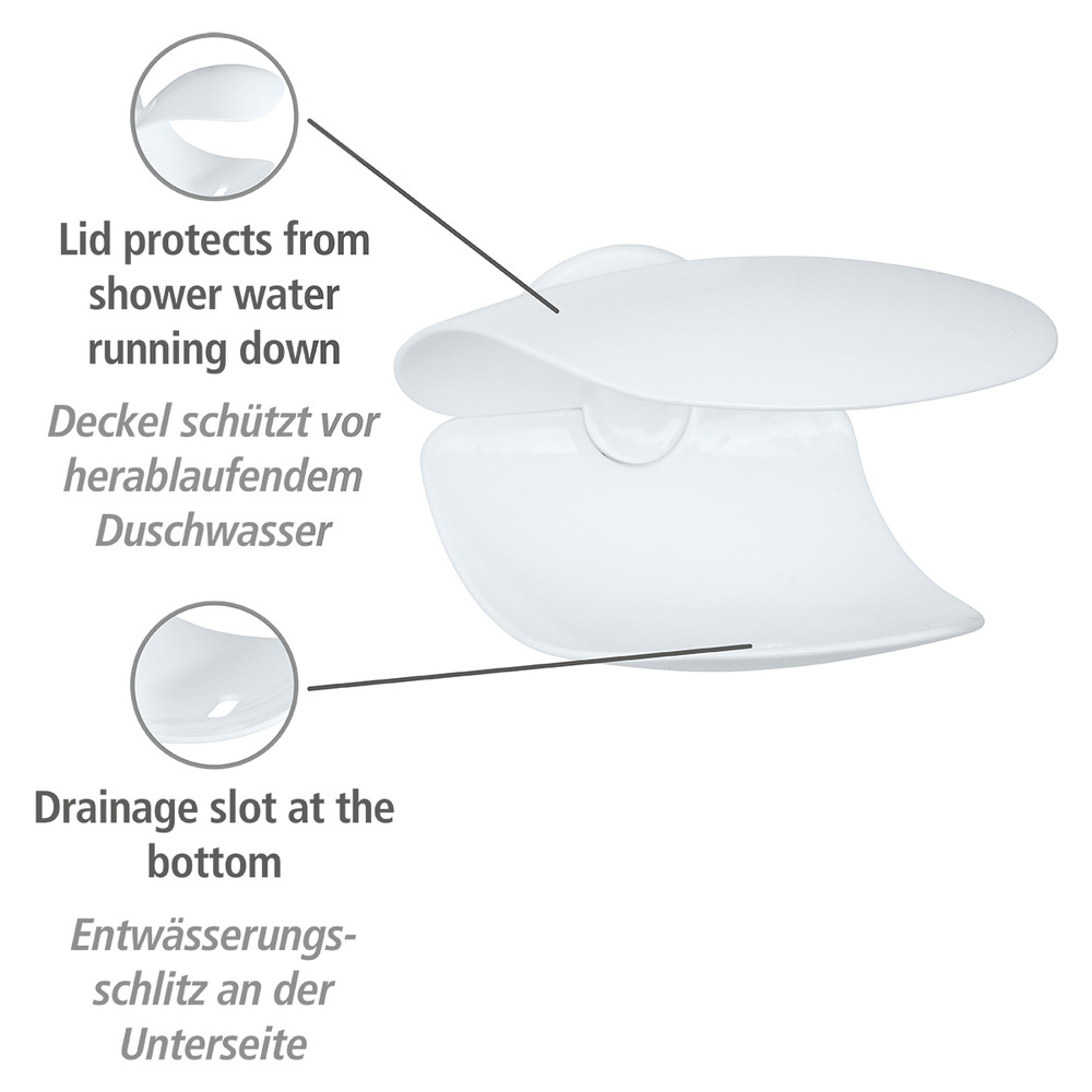 Turbo-Loc® Wandseifenablage Sora, Weiß  mit abnehmbarem Deckel