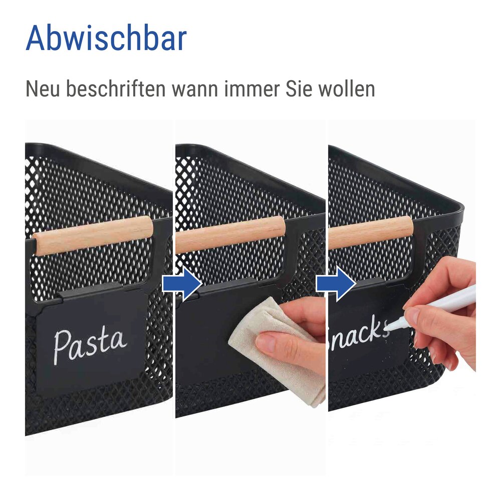Panier de rangement L  avec clip d'étiquetage et stylo