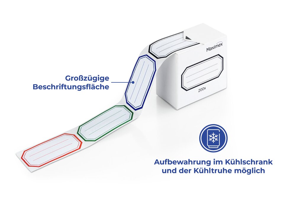 Klebe-Etiketten wasserlöslich 200er + Dispenser  inklusive Etikettenspender