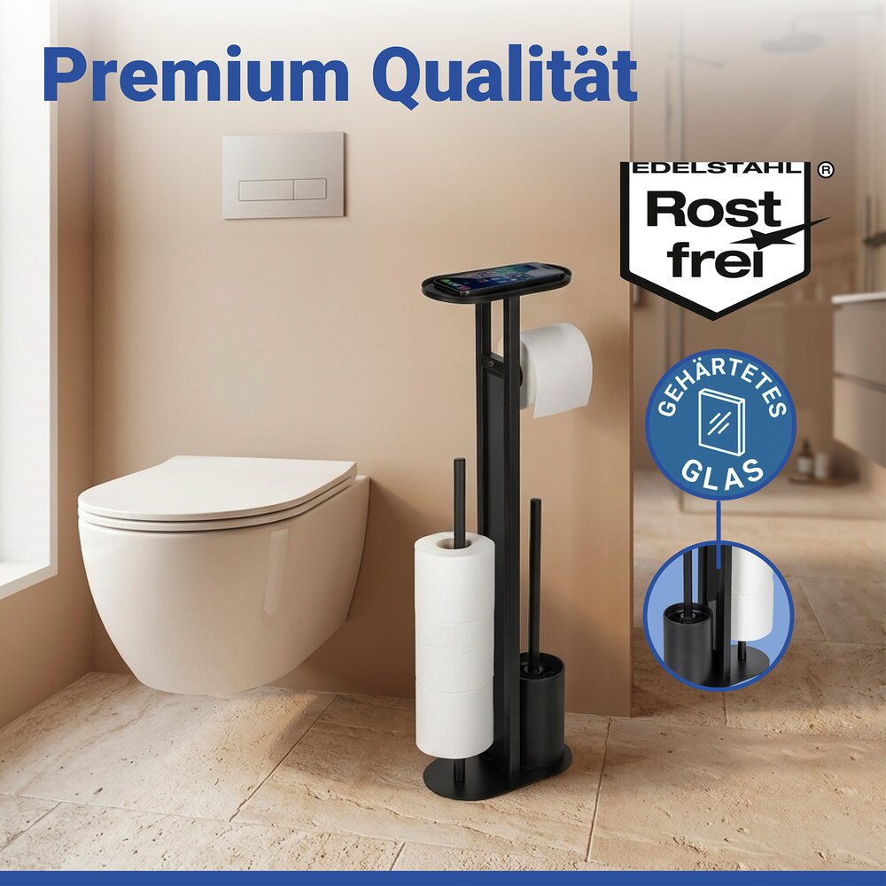 Combiné WC Mod. Orea Noir  avec tablette et porte-rouleaux de rechange