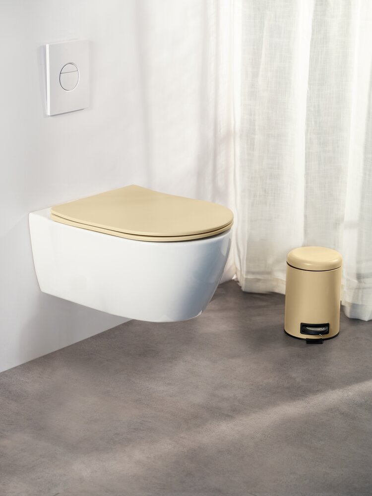 Siège WC Galati Beige mat  en plastique thermodurcissable, effet soft touch