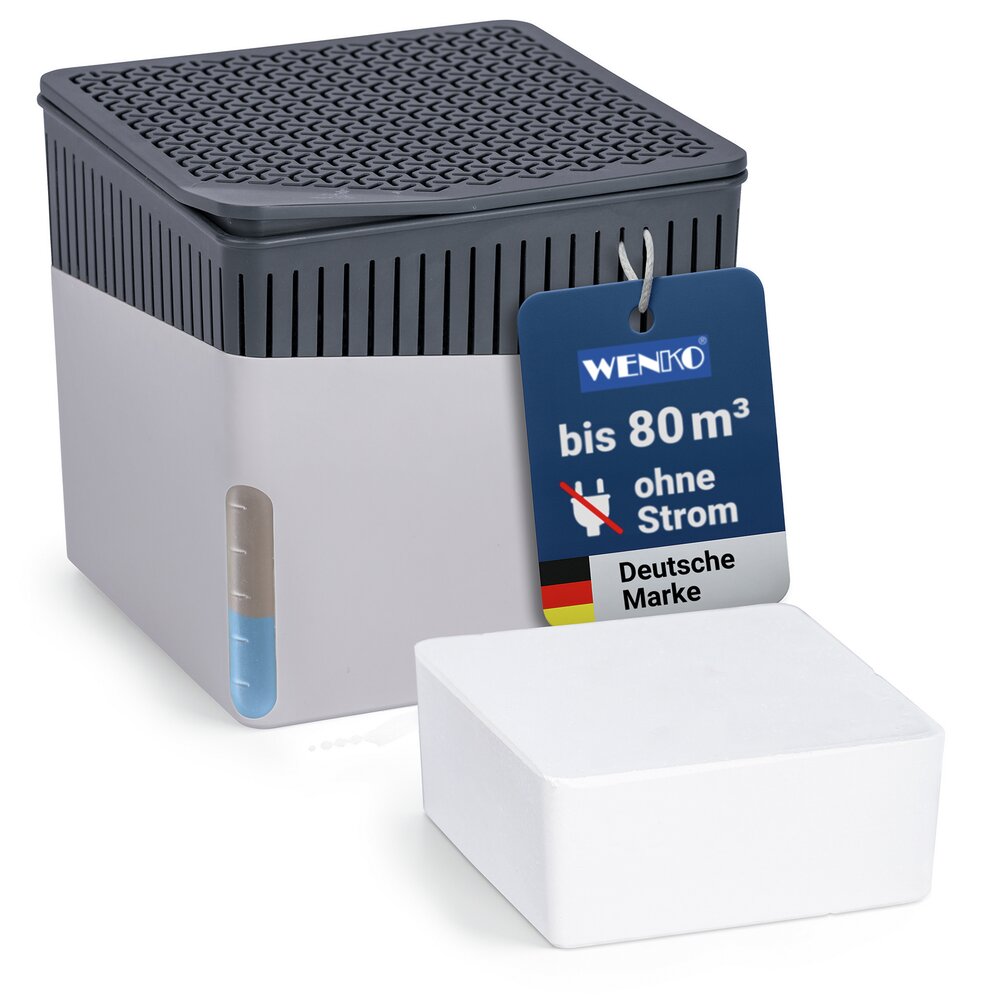 Déshumidificateur d'air Mod. Cube Gris 1000 g  pour pièces jusqu’à env. 80 m³