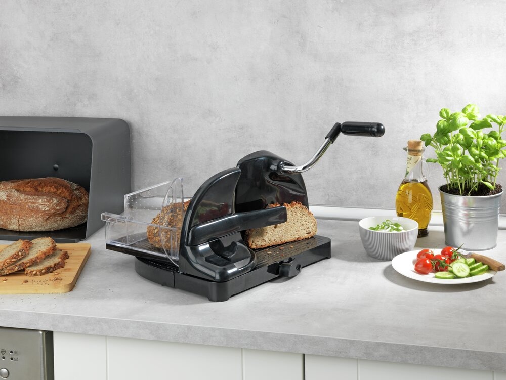Brotschneidemaschine Schwarz inkl. Restehalter
