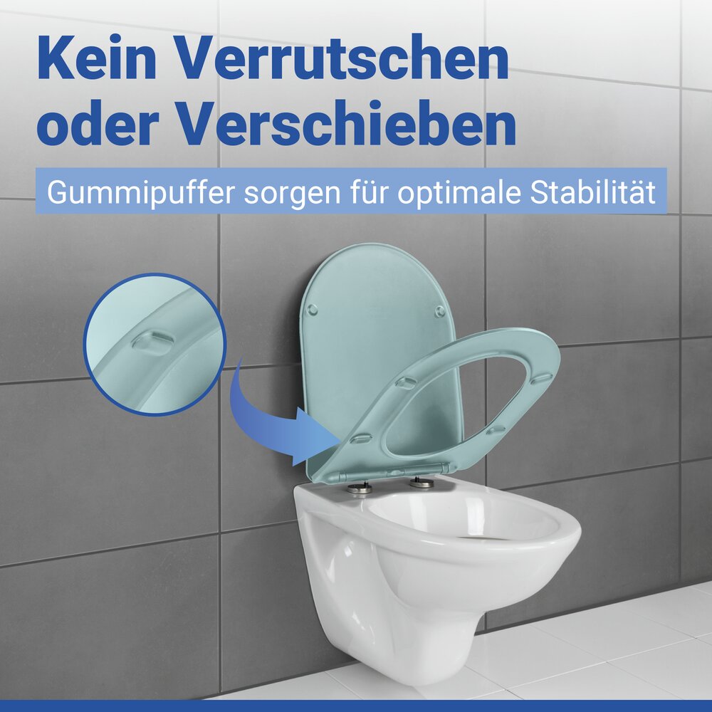 WC Sitz Mod. Galati Blaugrau matt  Toilettendeckel in D-Form mit Absenkautomatik