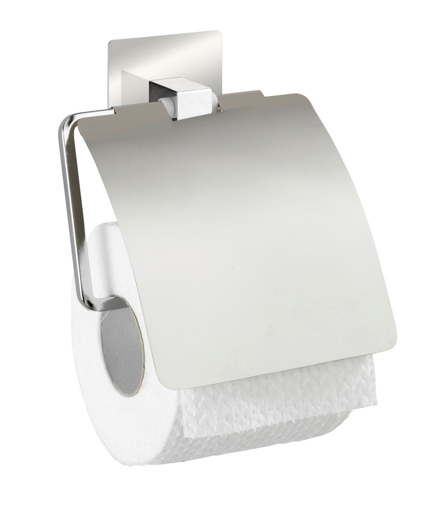 Turbo-Loc® Edelstahl Toilettenpapierhalter mit Deckel Quadro  rostfrei, Befestigen ohne bohren