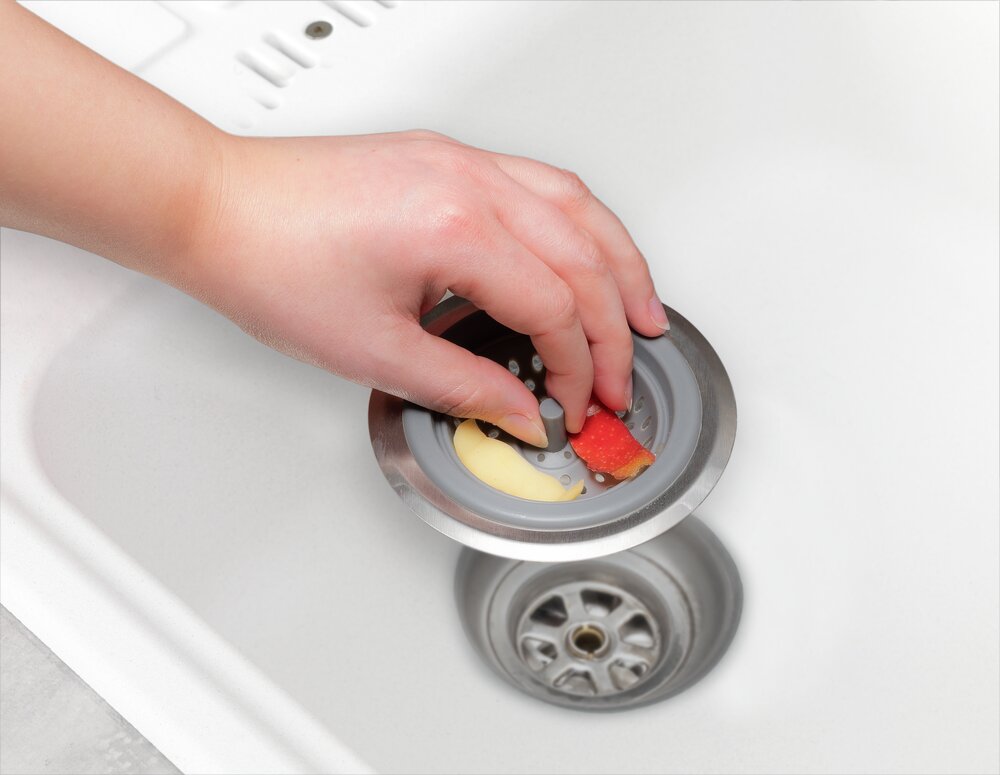 Abfluss-Sieb Silikon Mod. Edsi Grau  für gängige Spül- und Waschbeckenabflüsse