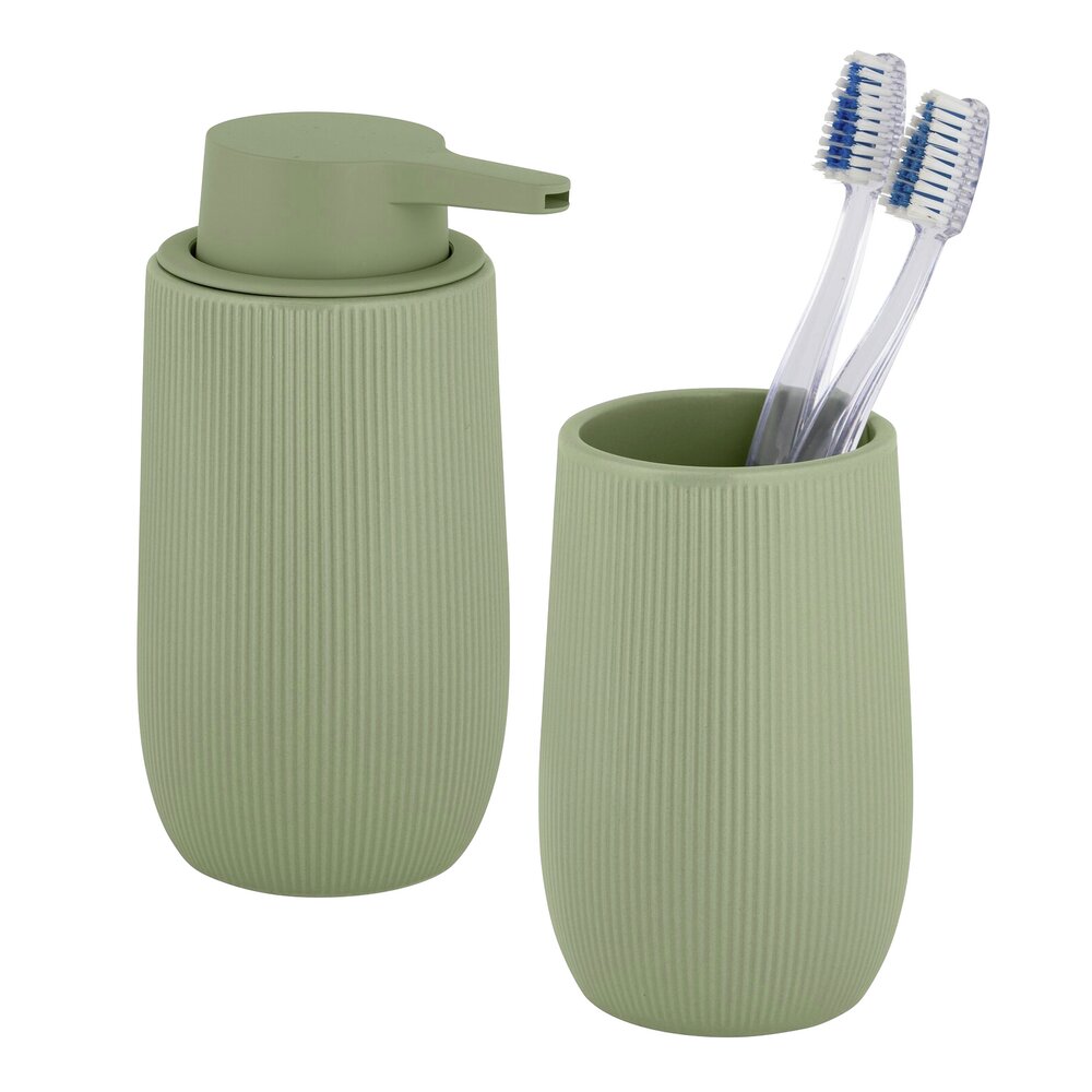 Bad-Accessoire Set Mod. Fablo Grün, 2-teilig  aus hochwertiger Keramik