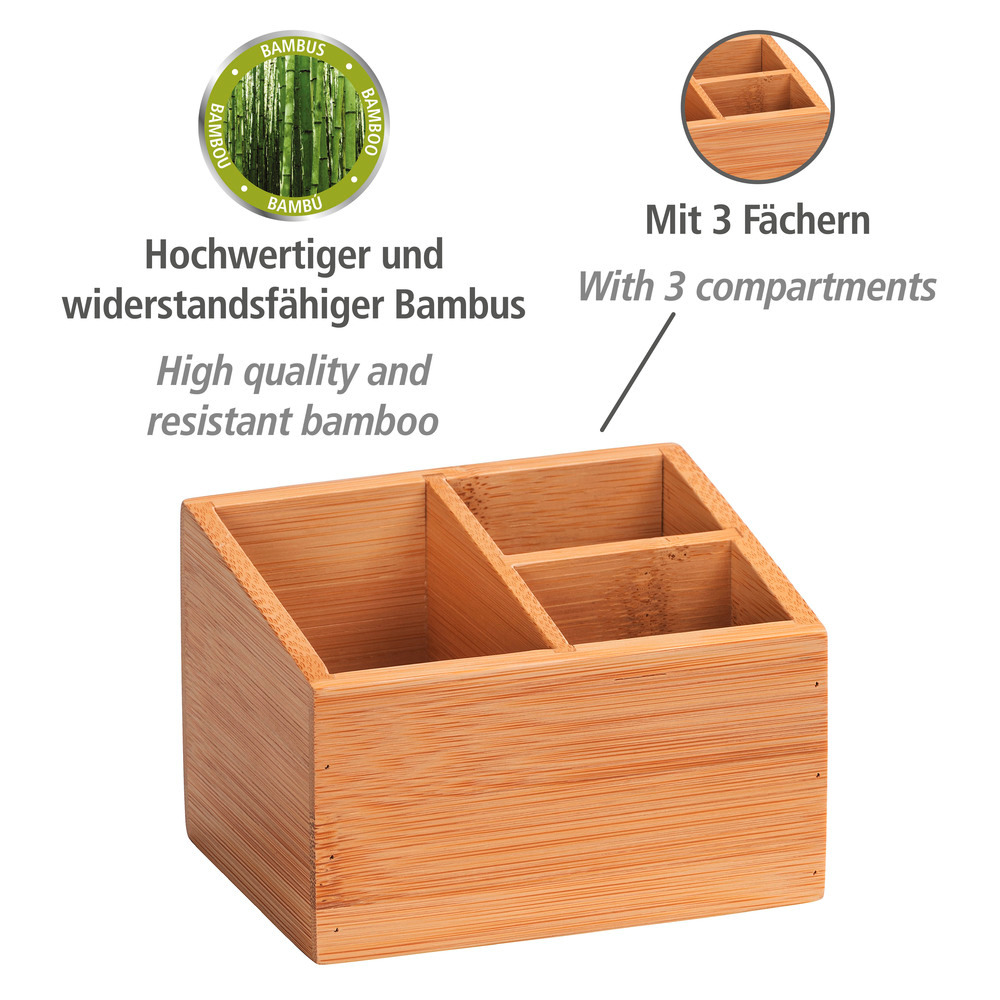 Bambus Organizer Mod. Terra 3 Fächer  ideal für Schmuck, Pinsel und Stifte